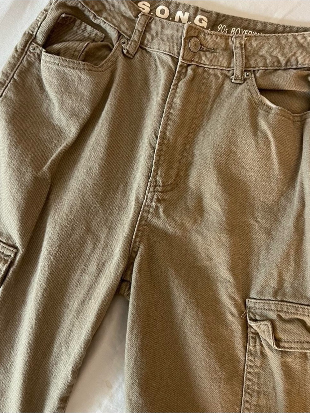 S.O.N.G. Olive Straight-Leg Cargo Pants